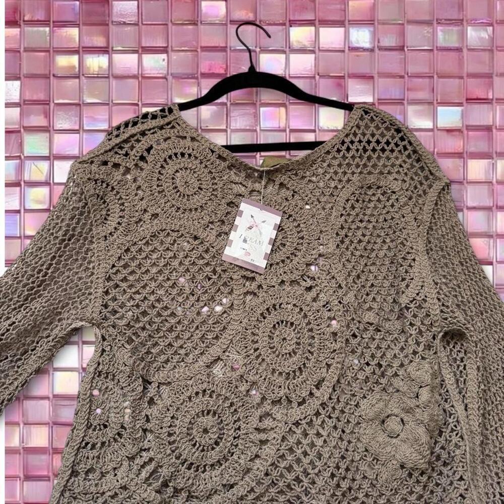 Brown crochet sweater intricate